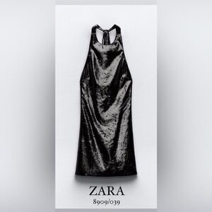 Zara Black Velvet Strapless Halter Dress